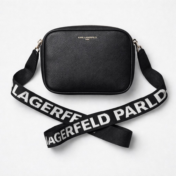 Karl Lagerfeld Black Travel Crossbody with Logo Strap - Picture 2 of 15